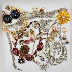 Vintage Rhinestone Craft Jewelry Lot